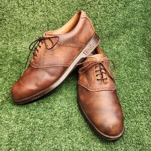 Etonic Original Men Size 10 M Brown Leather Oxford Spiked Golf Shoes